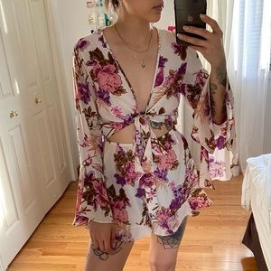 Floral Long Sleeve Romper Size Medium